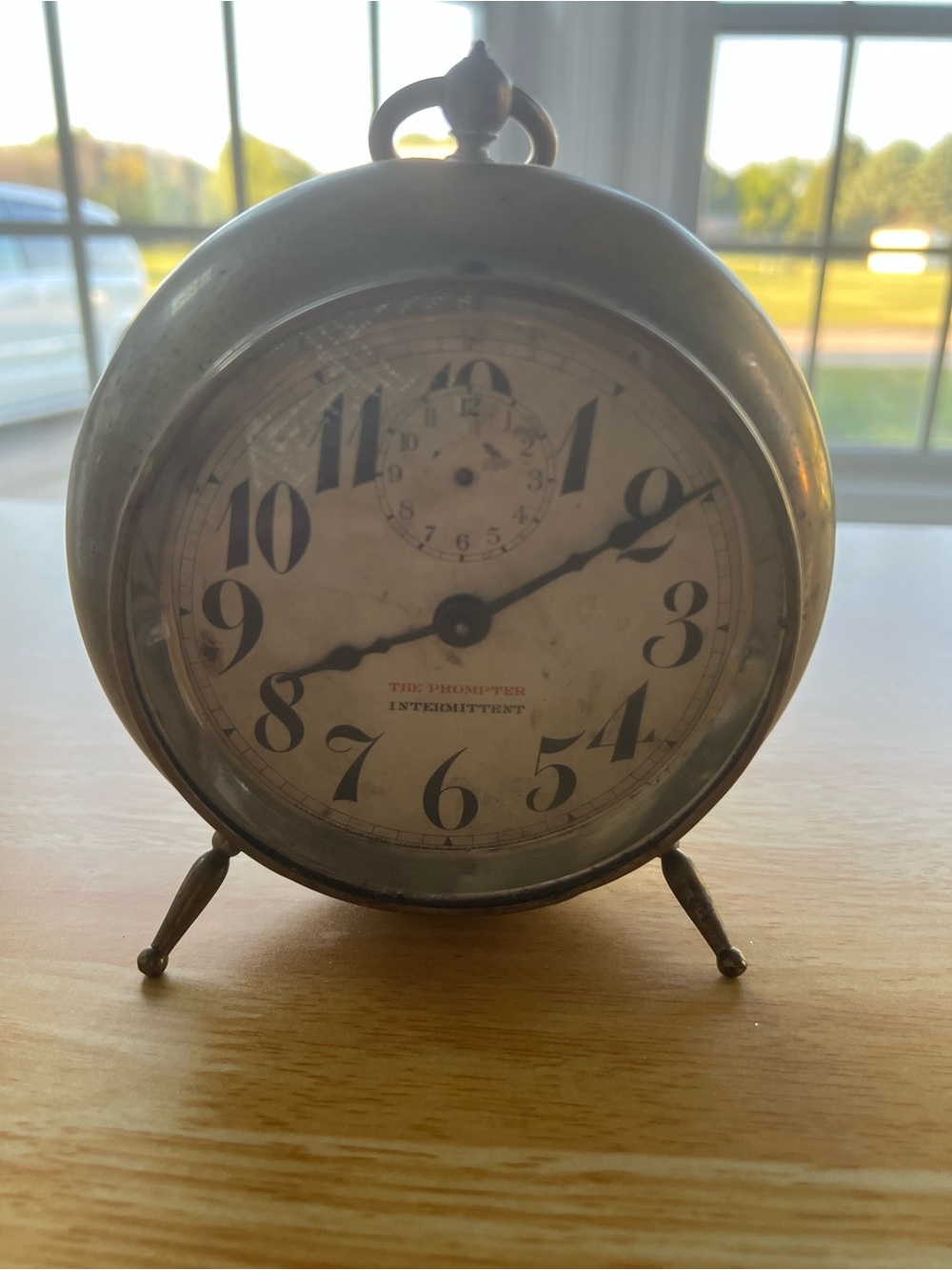 Vintage-Style Brass Tone Round Alarm Clock Wall Accent